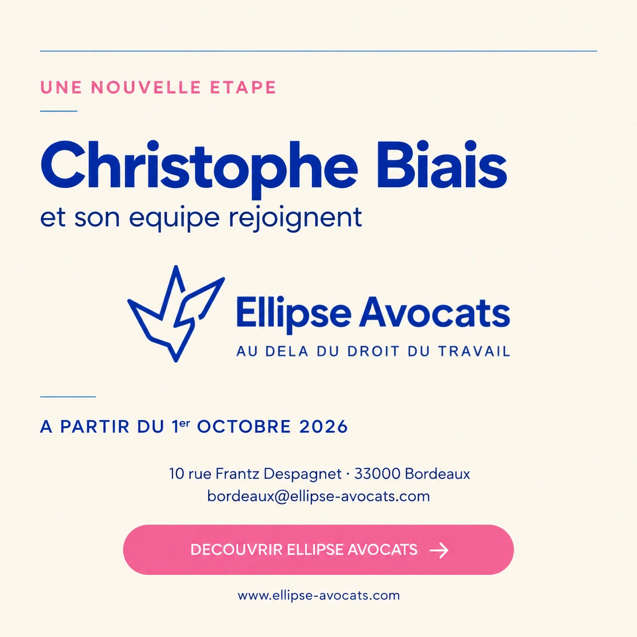 Christophe BIAIS et son équipe rejoignent Ellipse Avocats